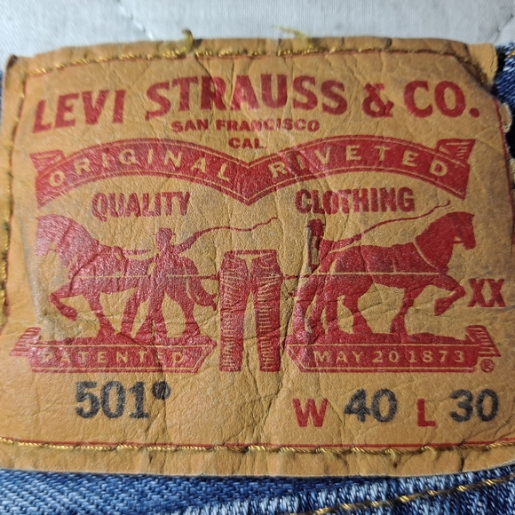 Levi's 501 Button-Fly Jeans Men's 40x30 Blue Denim Straight 5-Pkt Original-Fit - Picture 2 of 11